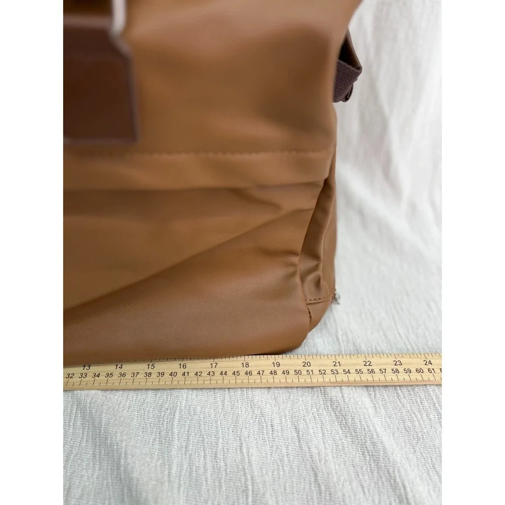Bella Russo Brown Faux Leather Inner Pockets Travel Rolling Duffle Bag Carry On
